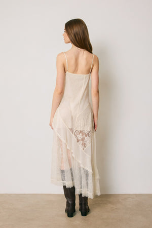 Layered Chiffon Lace High Leg Cami Maxi Dress / Ivory
