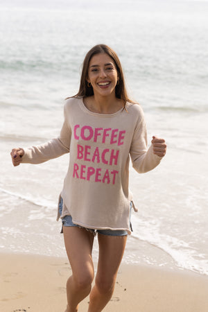 Coffee Beach Repeat Crewneck Sweater / Beige