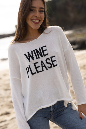 Wine Please Sweater / White