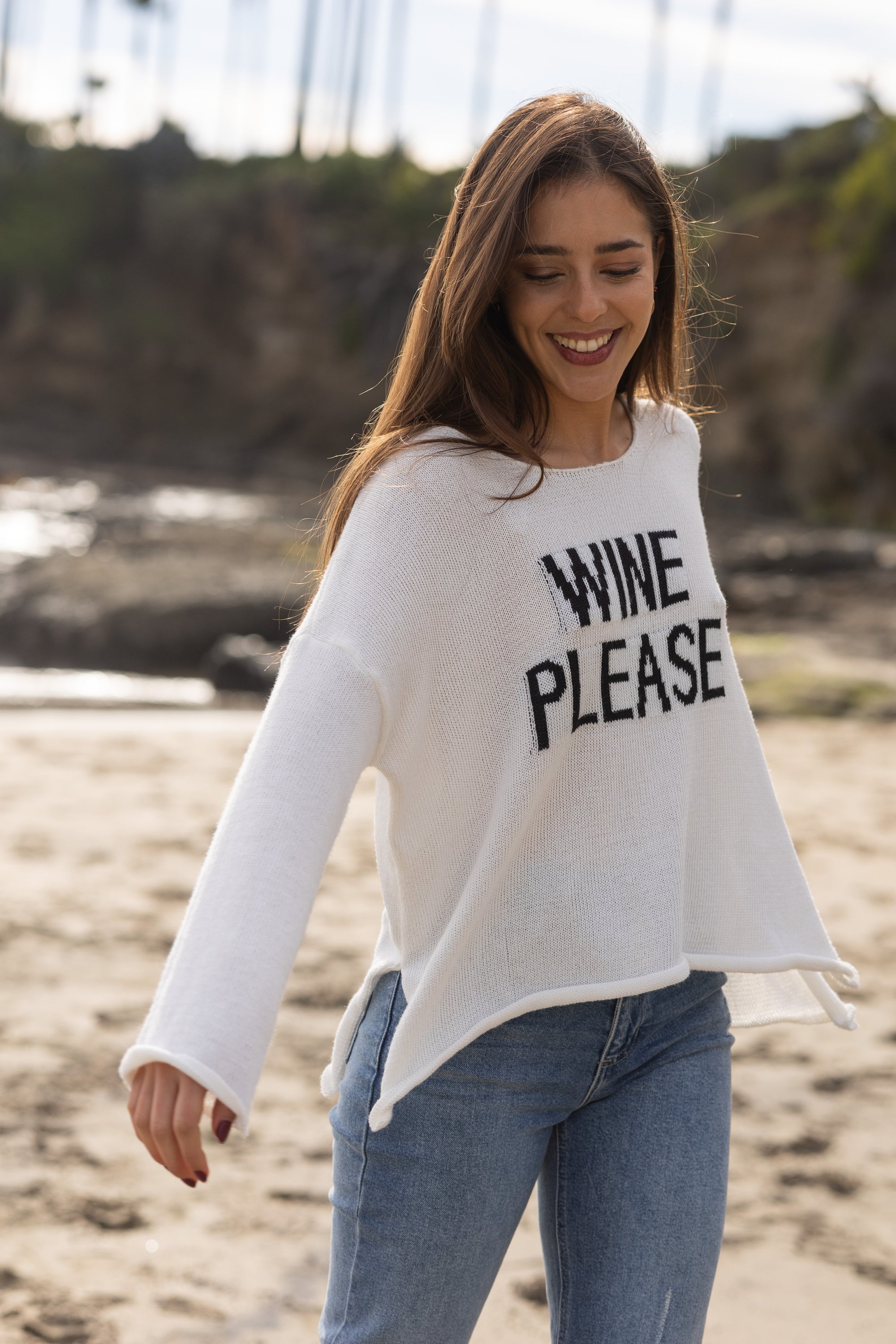 Wine Please Sweater / White