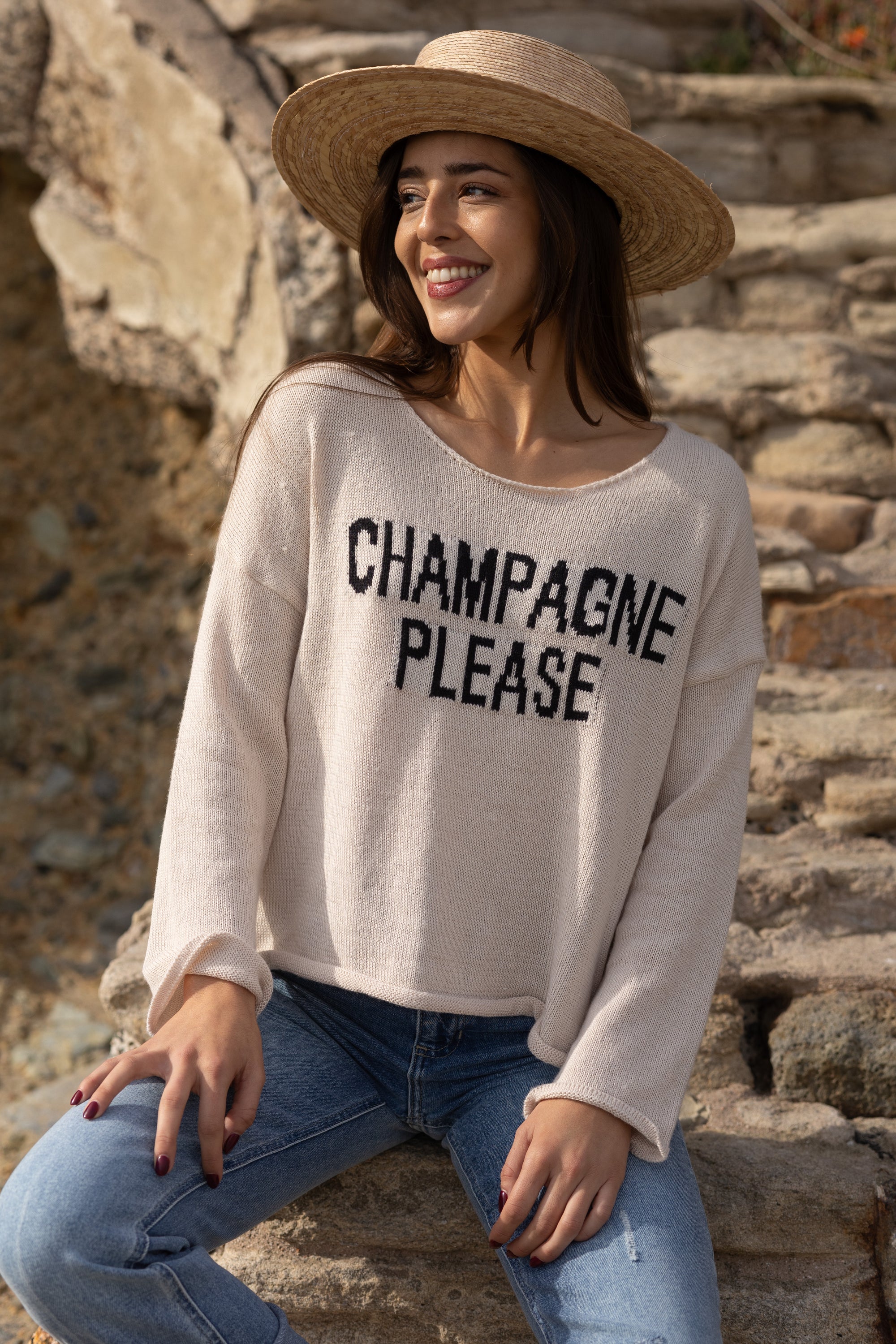 Champagne Please Sweater / Beige