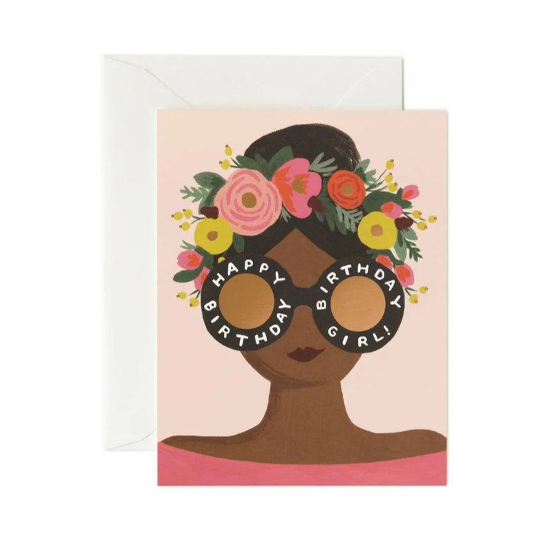 Flower Crown Birthday Girl Card / Ivory Envelope