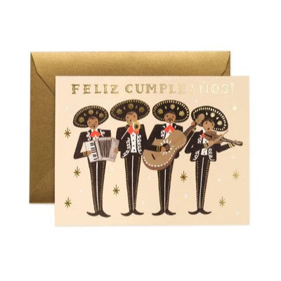 Mariachi Birthday Card / Gold Envelope