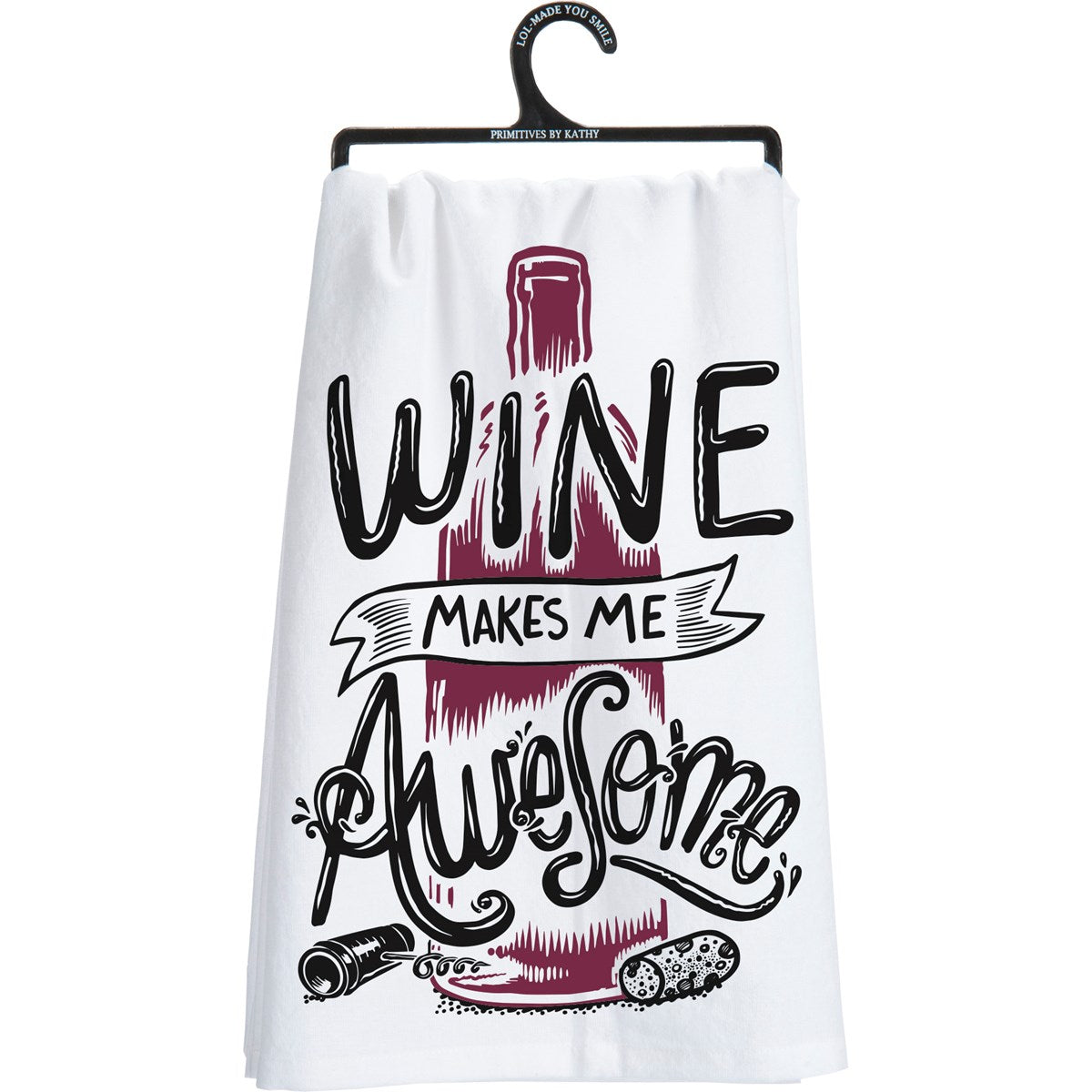 Wine Makes Me Awesome Hand Towel / White