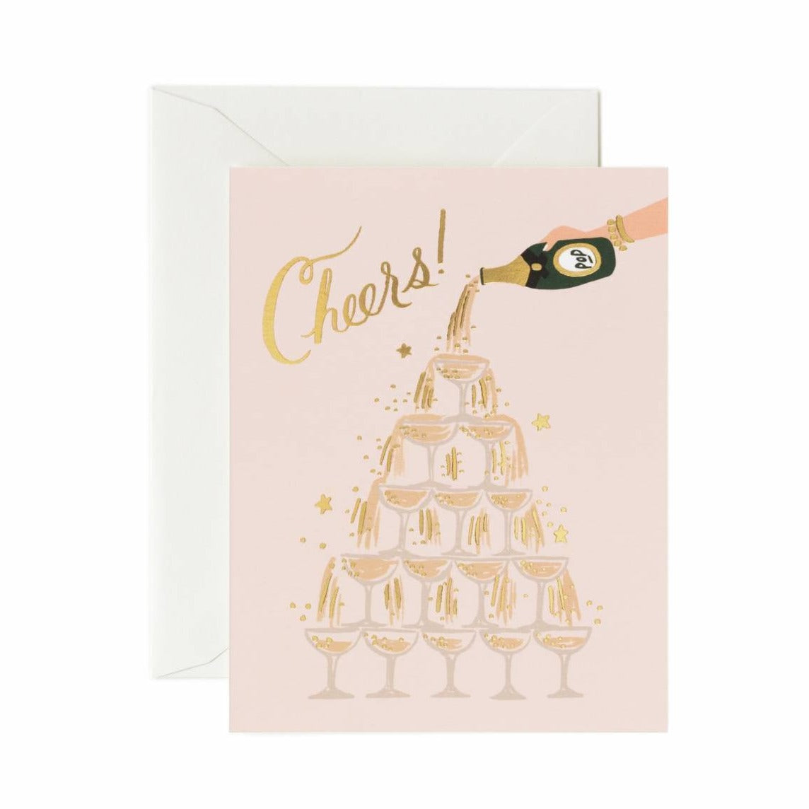 Champagne Tower Cheers Card / Ivory Envelope