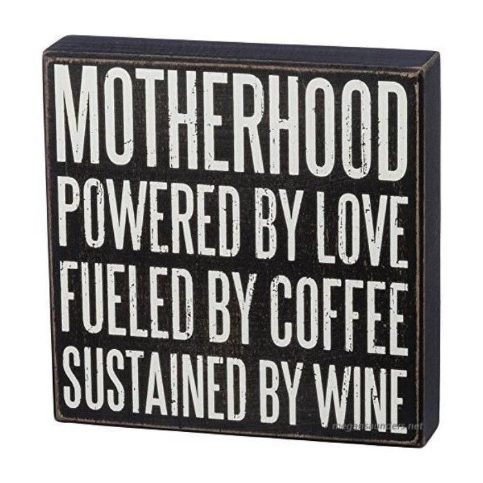 Motherhood Wood Block Sign / Black