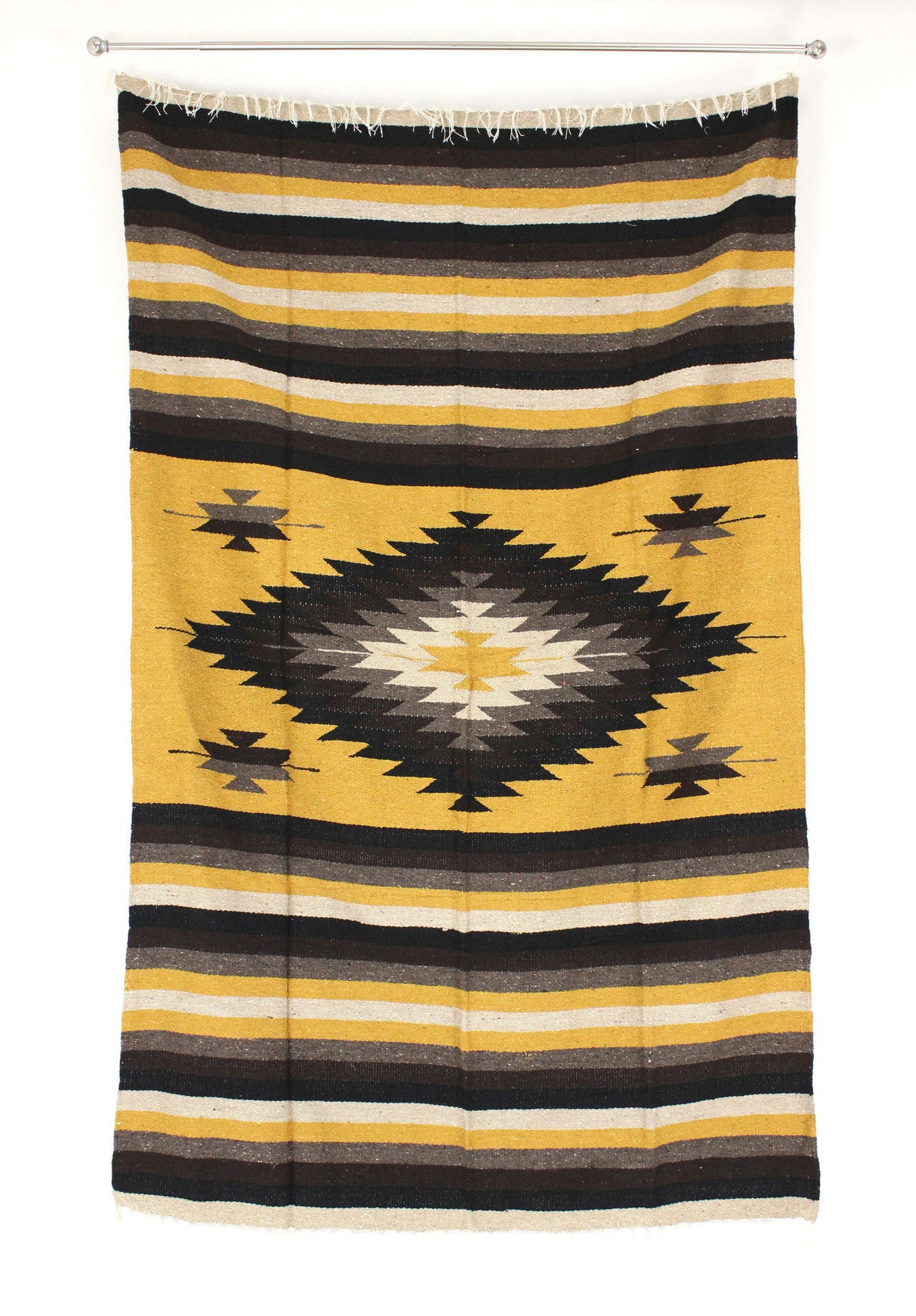 Mexican Indian Diamond Blanket / Mustard / 4 x 7
