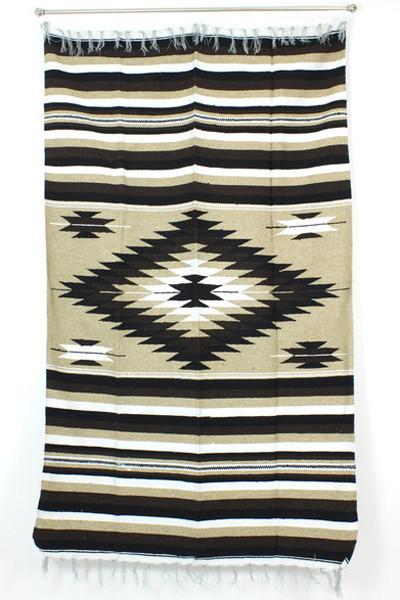 Mexican Indian Diamond Blanket / Ivory Taupe