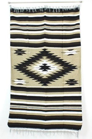 Mexican Indian Diamond Blanket / Ivory Taupe