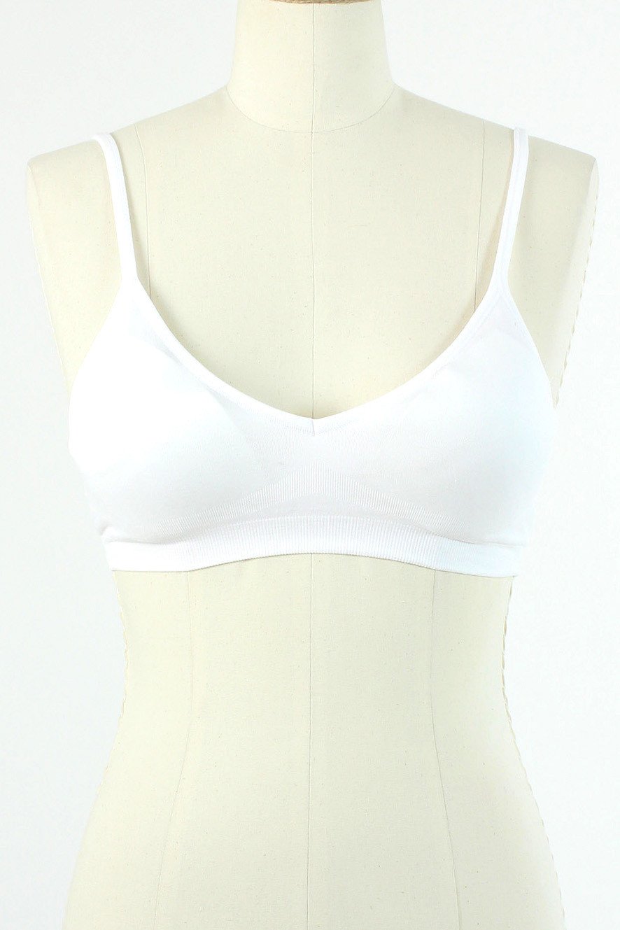 Seamless Plunging V Bra / White