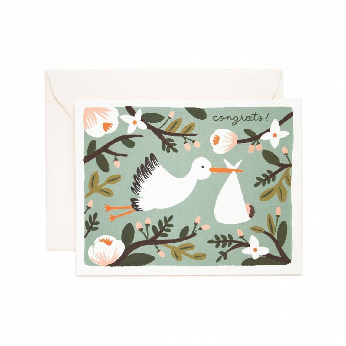 Congrats Stork Card / Ivory Envelope