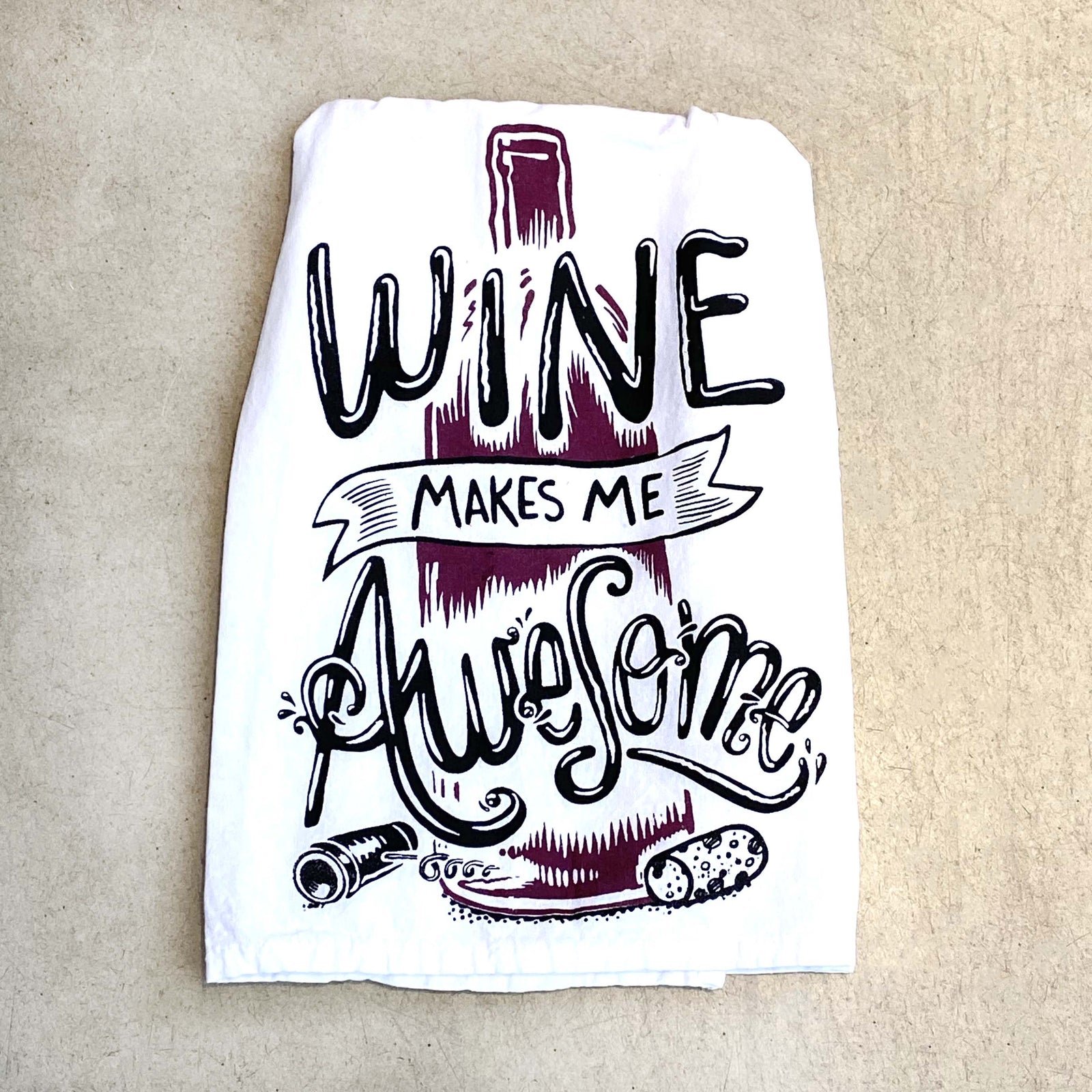 Wine Makes Me Awesome Hand Towel / White
