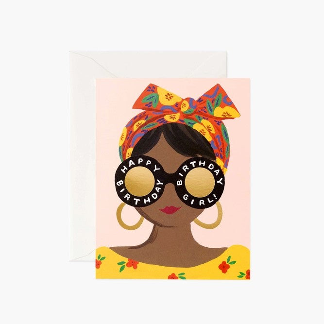 Scarf Birthday Girl Card / Ivory Envelope
