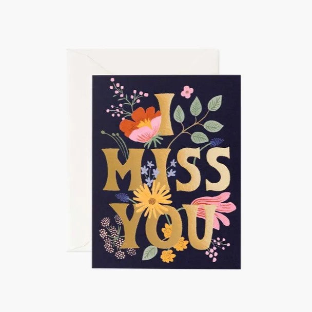 I Miss You Card / Gold Envelope