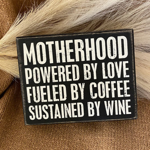 Motherhood Wood Block Sign / Black
