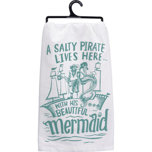 Salty Pirate Hand Towel / White